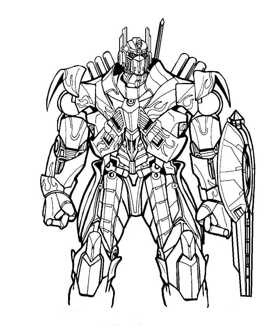 Optimus prime and shield coloring page free printable coloring pages