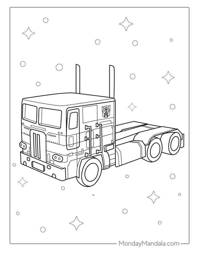 Optimus prime truck coloring pages [2025]