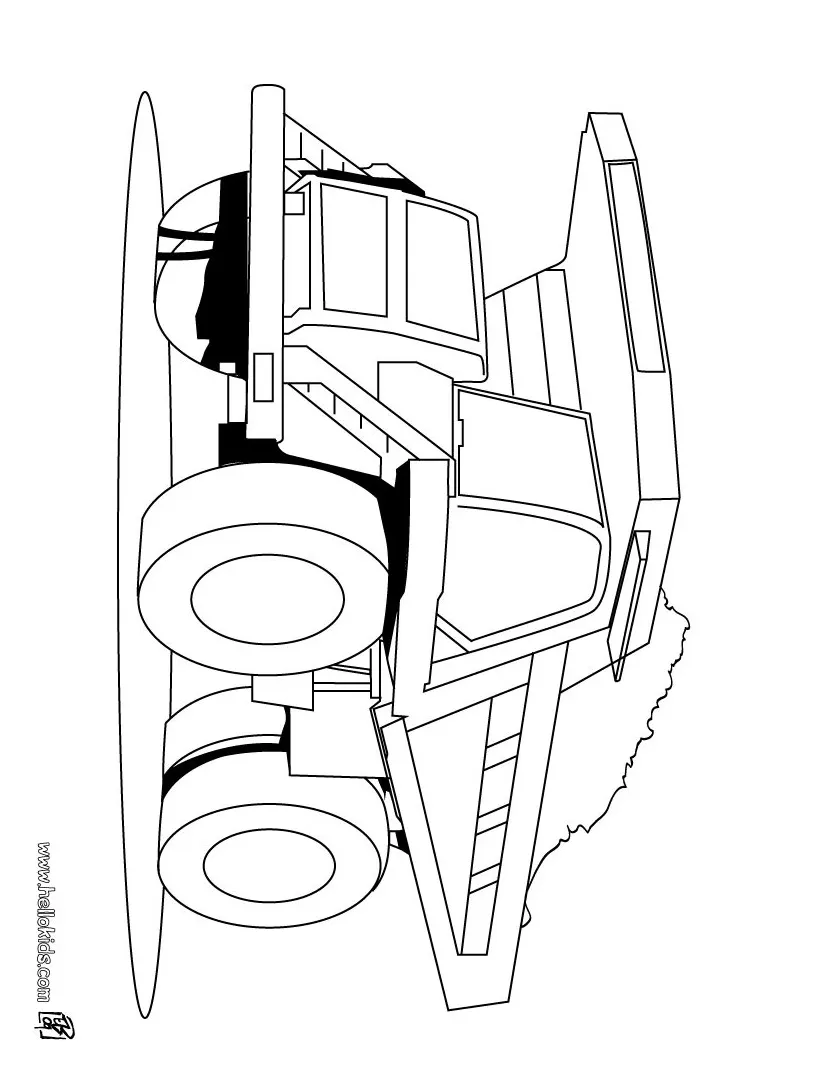 Optimus prime truck coloring page