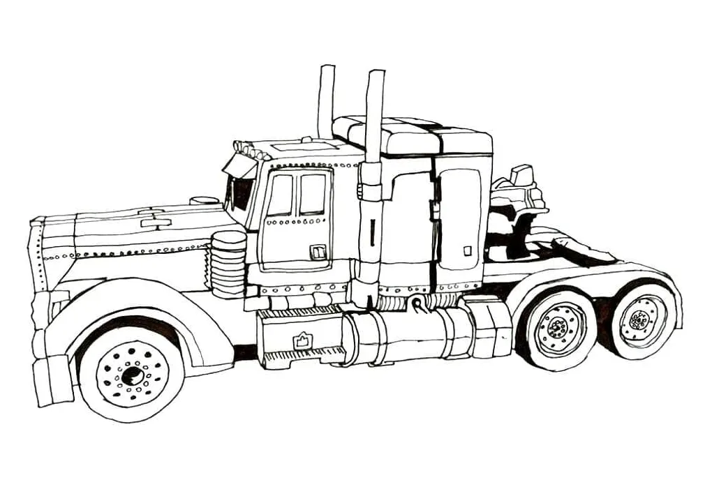 Optimus prime truck coloring page download, print or color online for