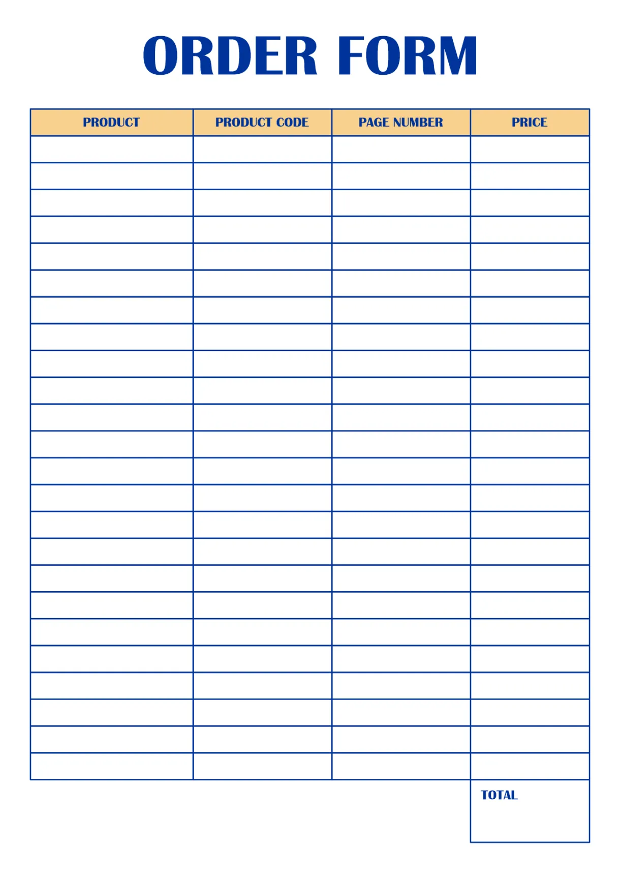 9 best s of free printable blank order forms free printable printable coloring page