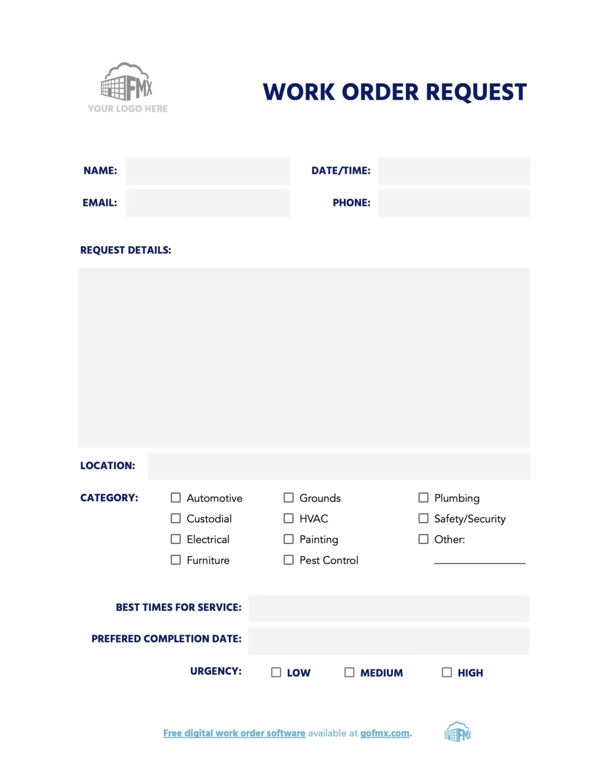 Maintenance work order form [ able template] fmx