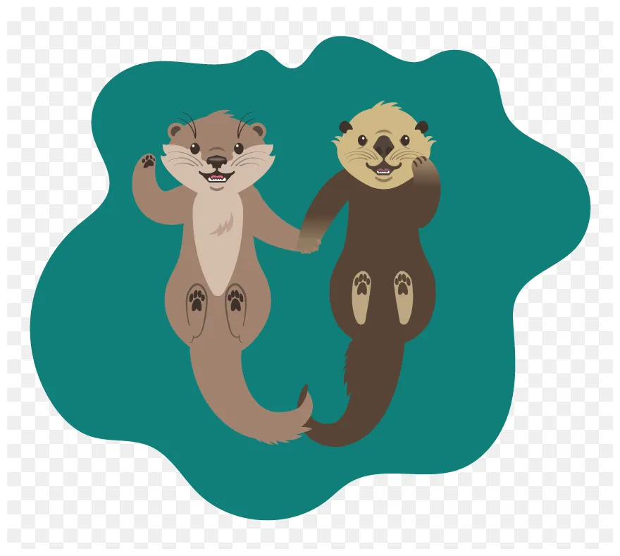 Otter Clipart Holding Hands - Transparent Otter Clipart, HD Png