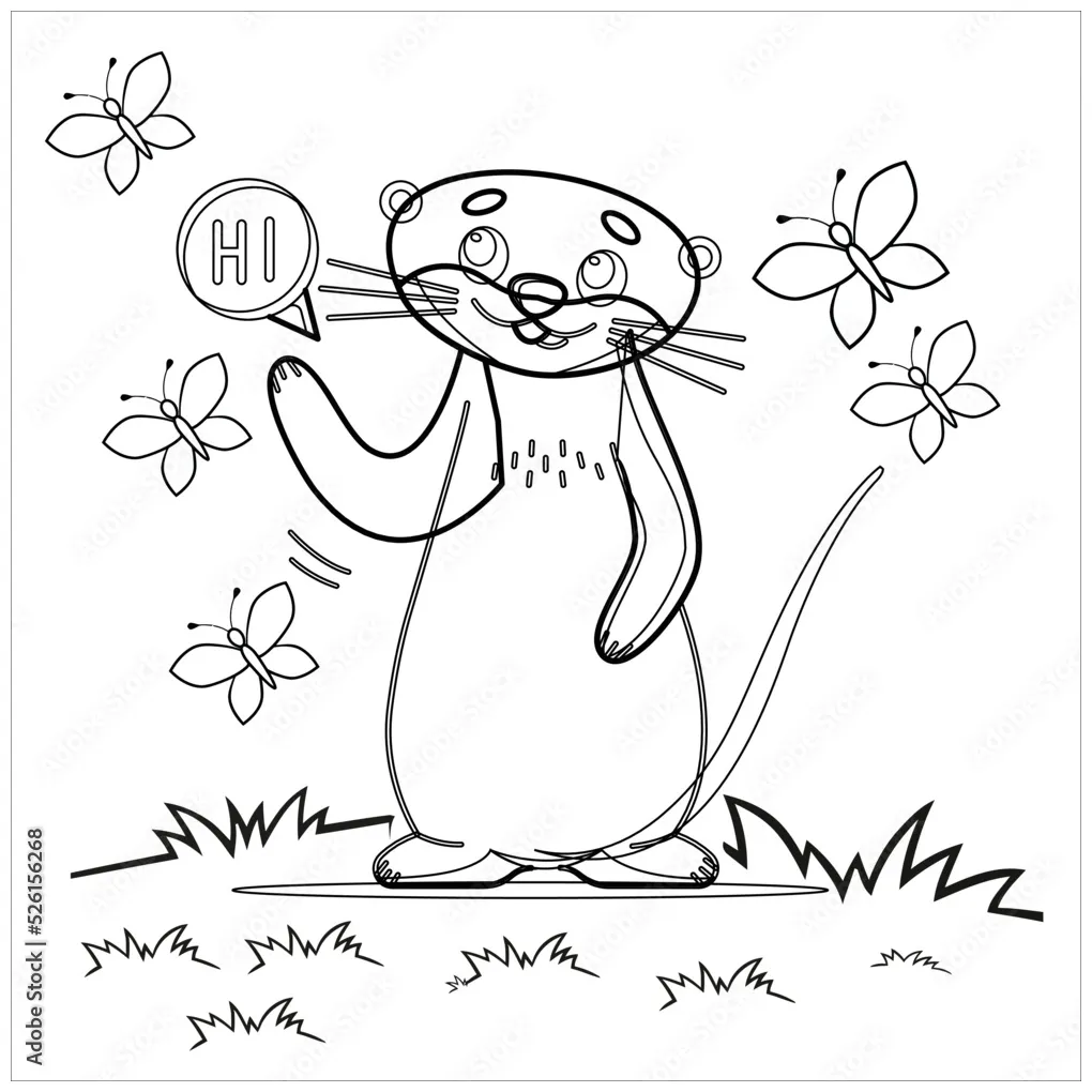 Otter Coloring page for kids Stock Vector | Adobe Stock
