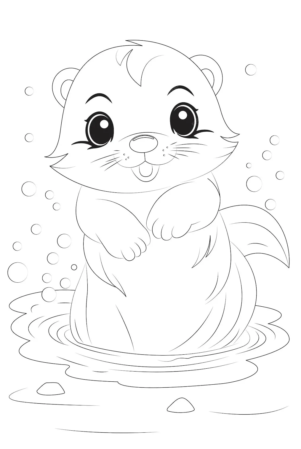 Premium Vector | Coloring page a otter playing in a stream