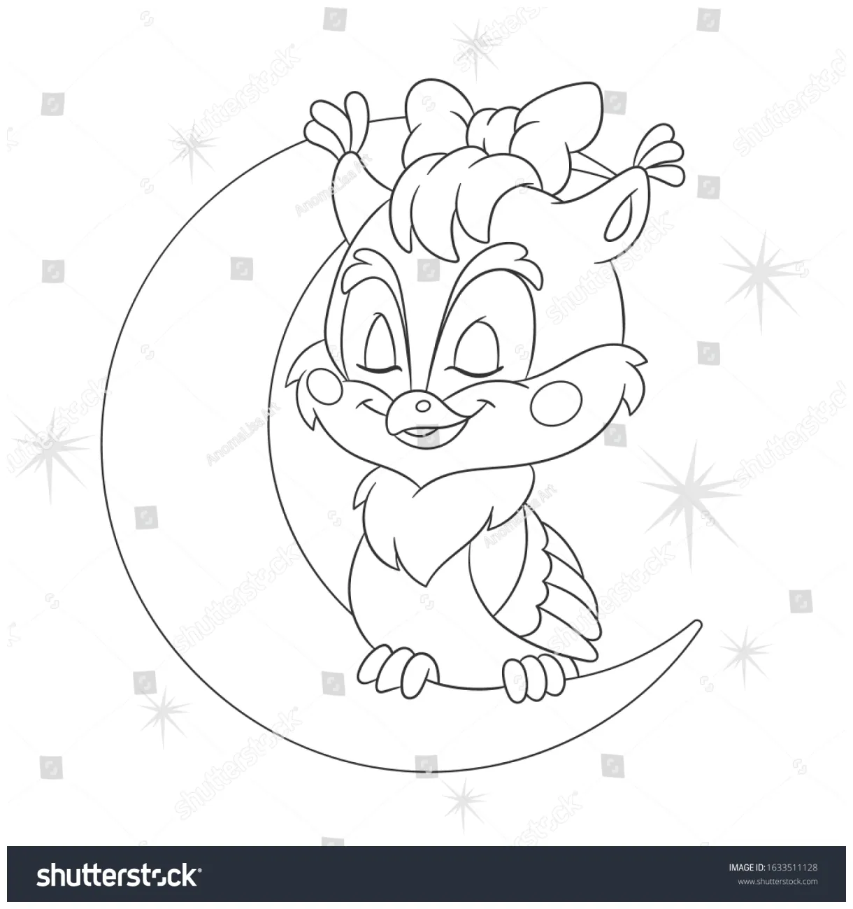 Coloring page colouring picture owl on stock vector