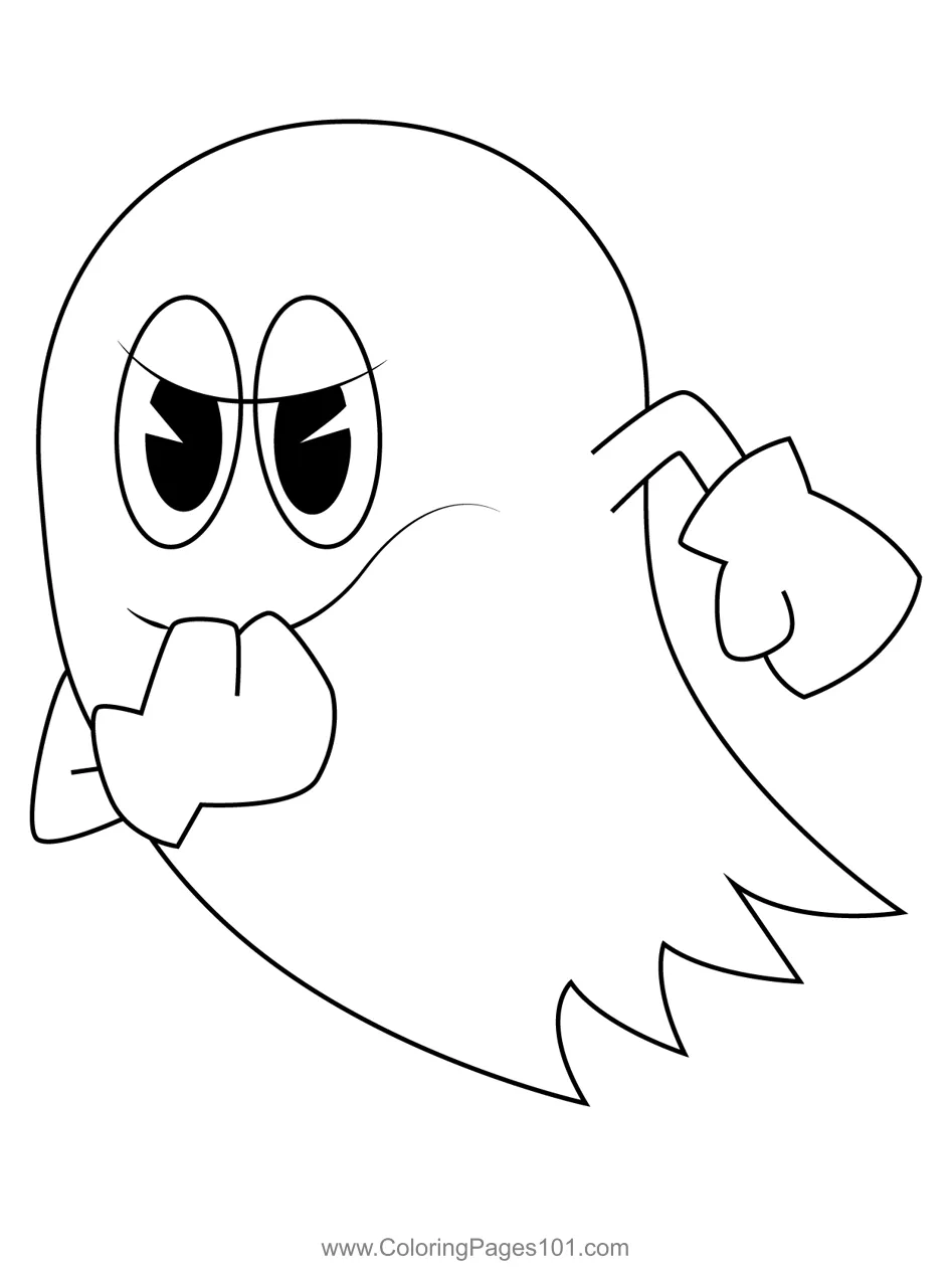 Blinky Pac-Man Coloring Page for Kids - Free Pac-Man Printable Coloring