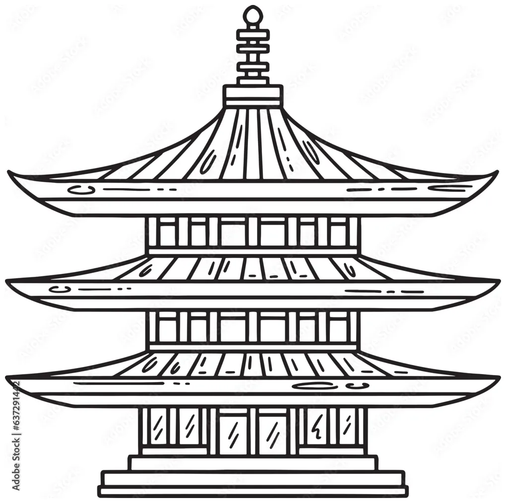 Pagoda isolated coloring page for kids stock vector adobe stock