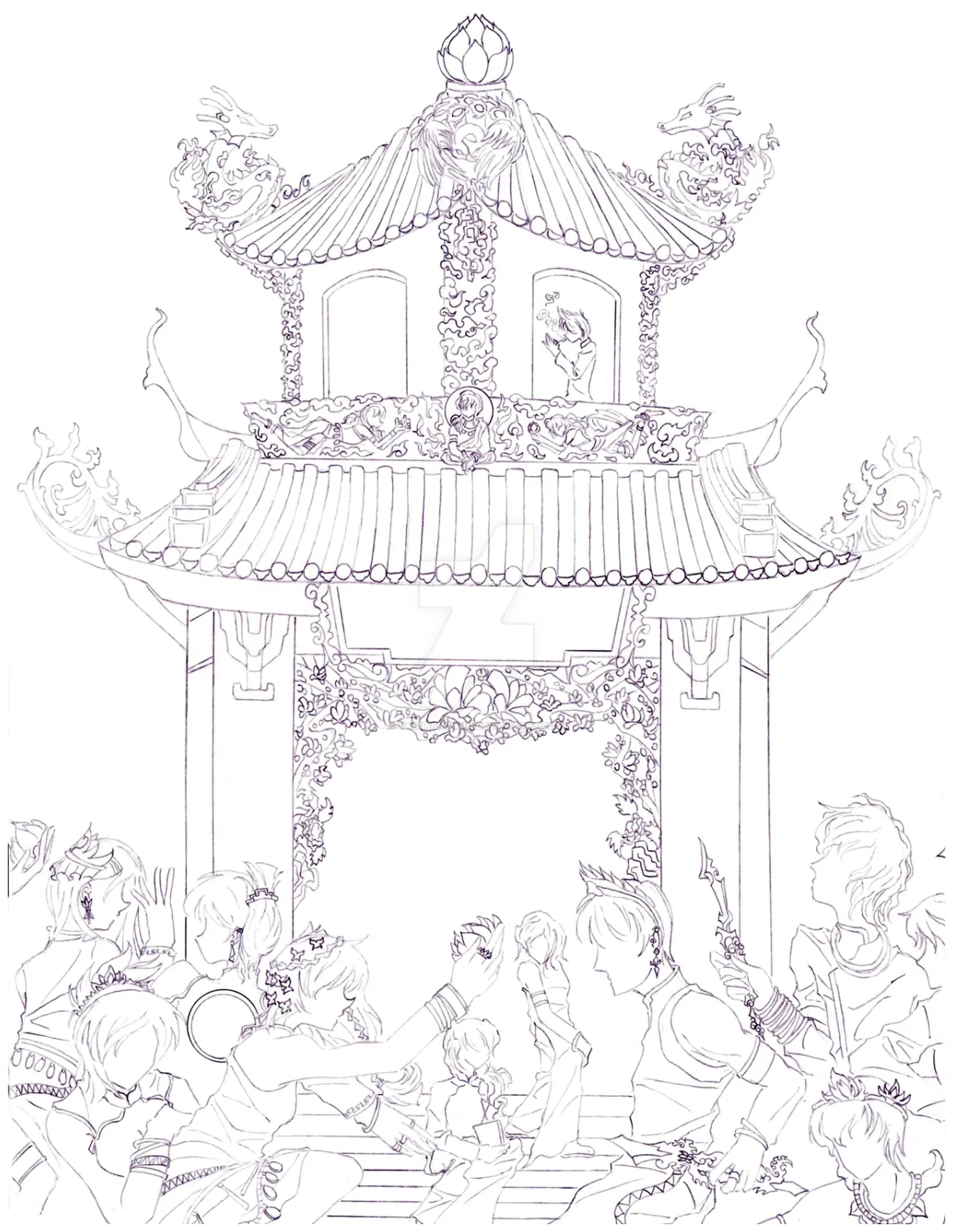 Japanese pagoda coloring coloring pages