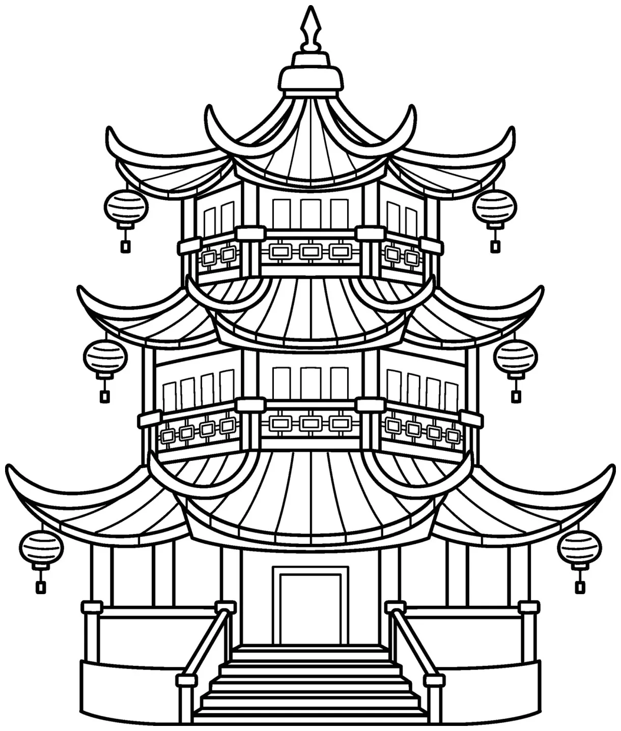 Pagoda isolated coloring page for kids 35302080 vector art at vecteezy
