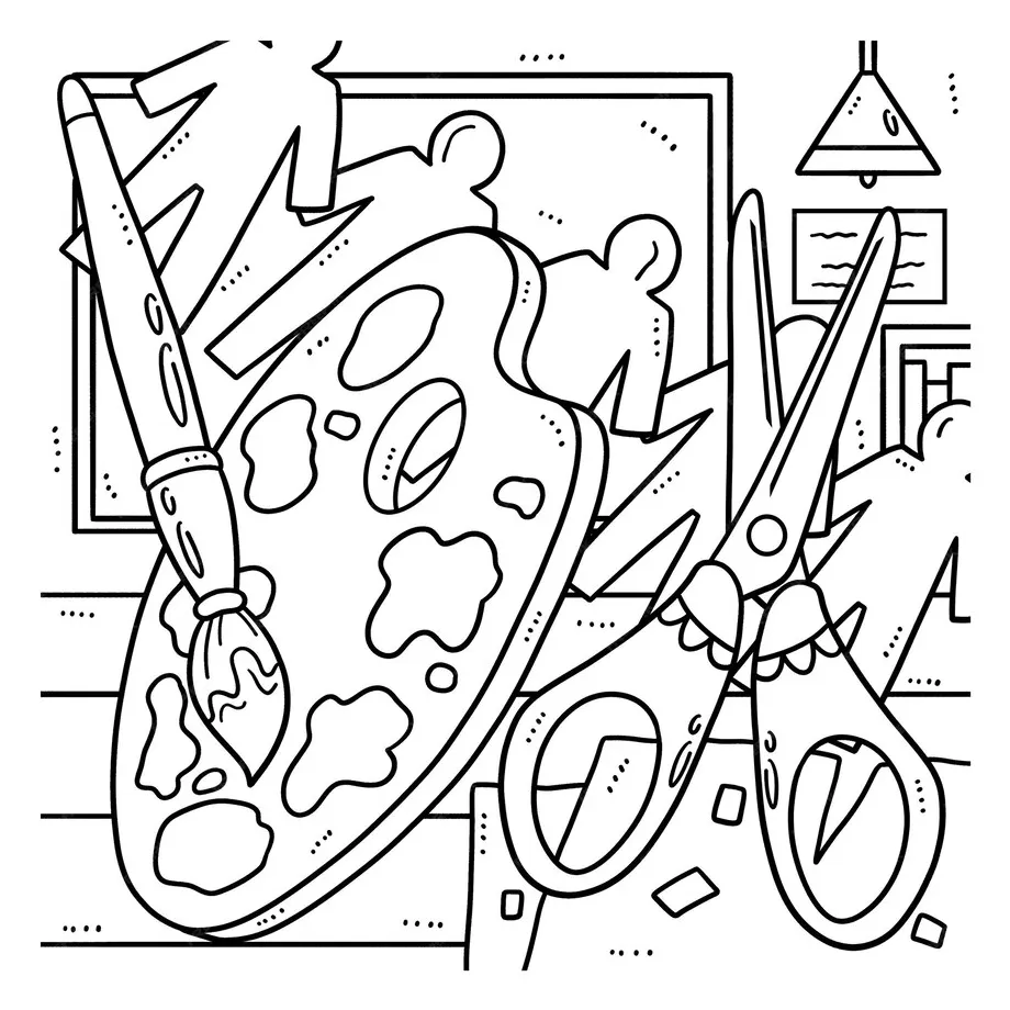 Premium vector paint palette isolated coloring page for kids