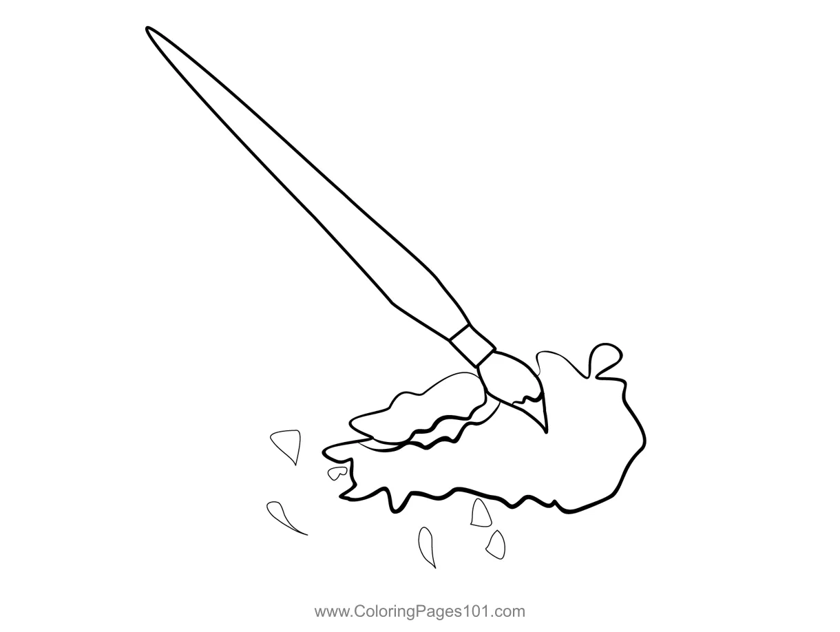 Paint brush coloring page for kids free everyday objects printable