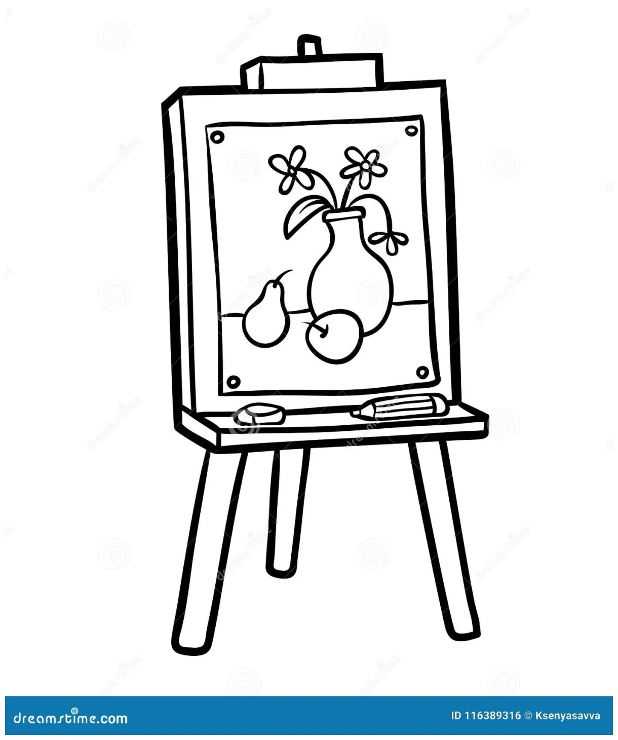 Coloring book, easel stock vector. illustration of brush 116389316