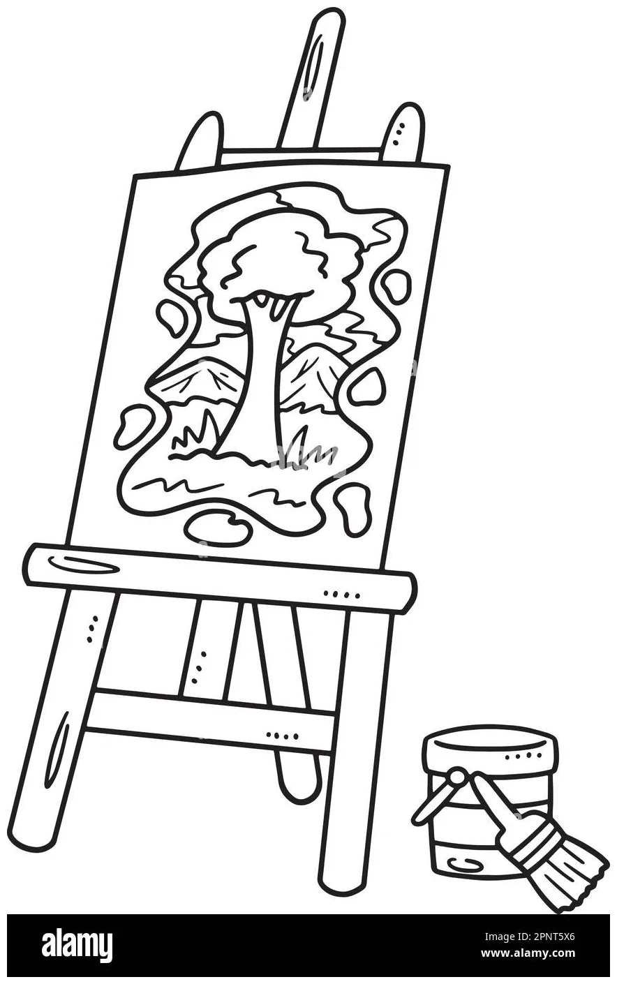 Easel with painting isolated coloring page stock vector & art alamy