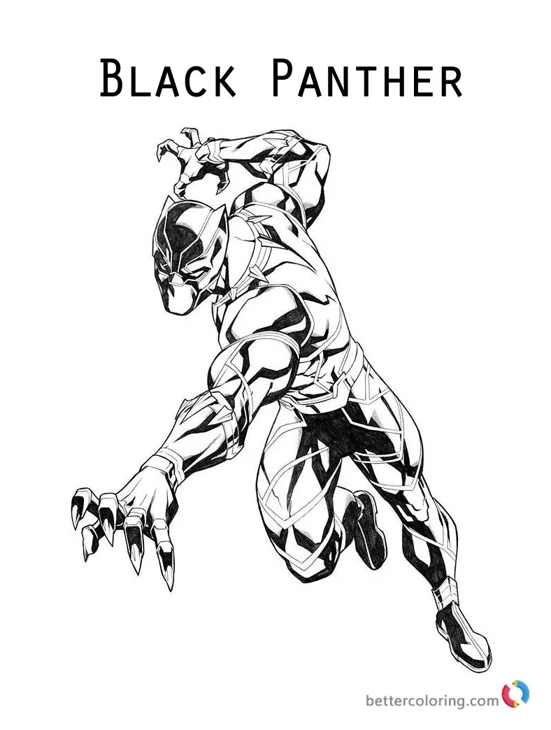 Black panther coloring pages marvel superhero free printable coloring