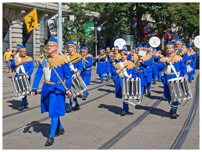 Swiss national day parade in zurich editorial of festive
