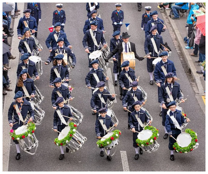 Participants of children s spring parade in zurich, switzerland