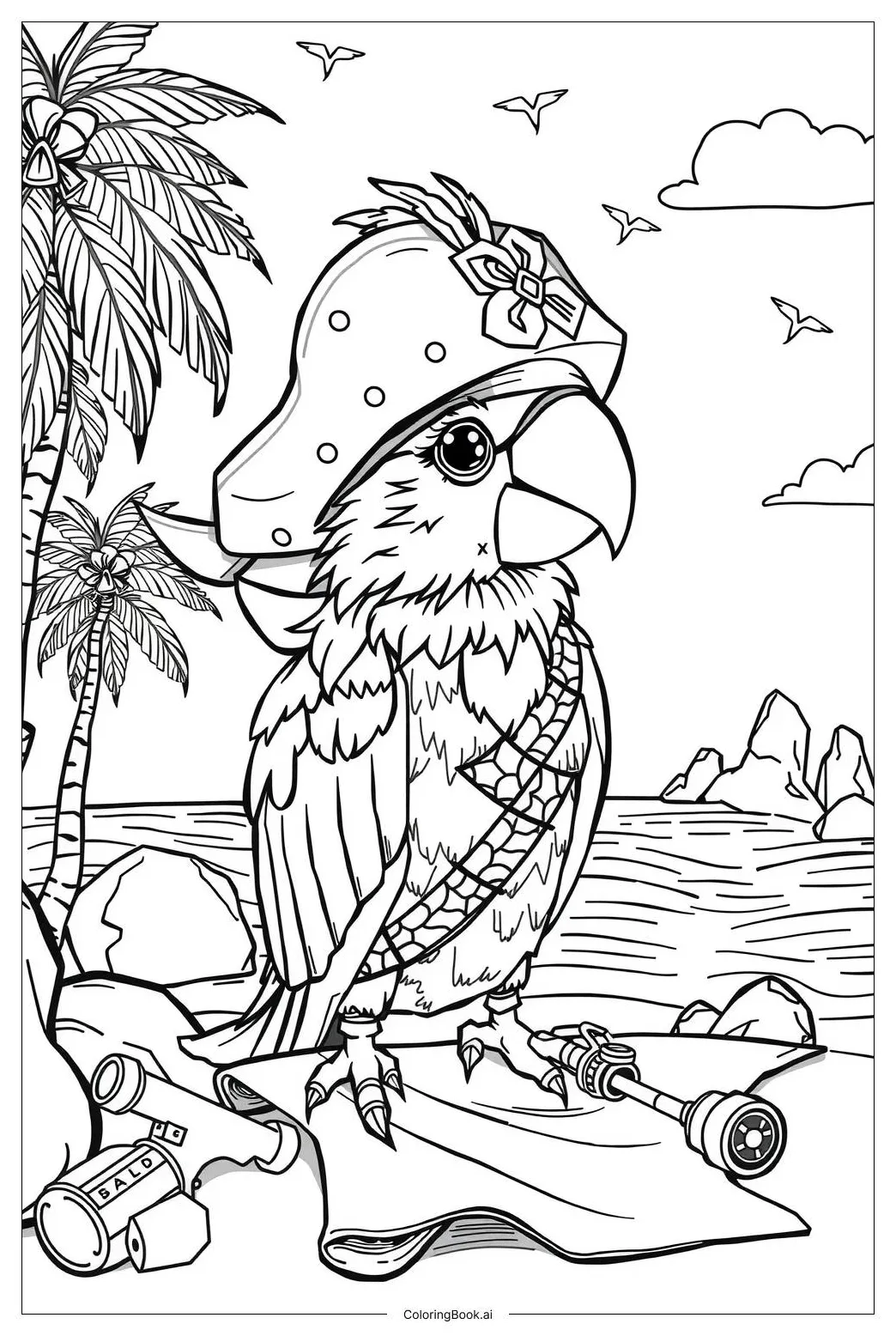 Parrot coloring template coloring pages