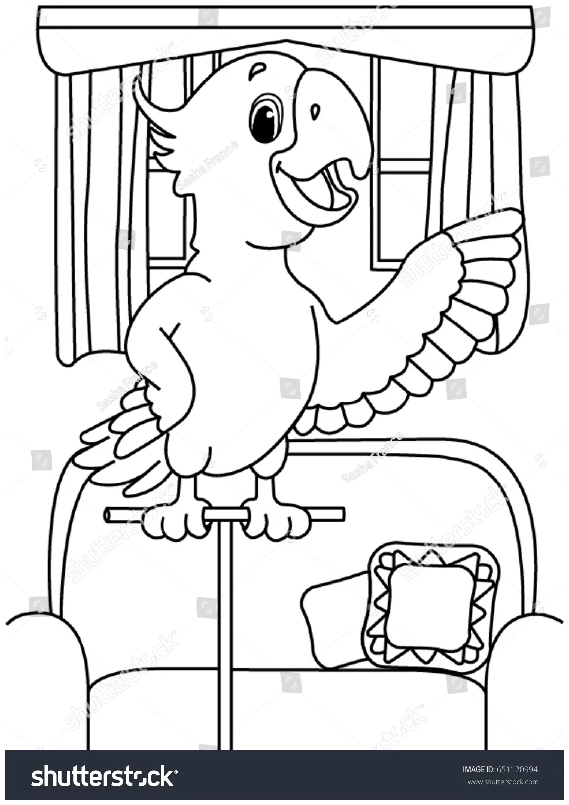 Parrot vector coloring page kids stock vector 651120994