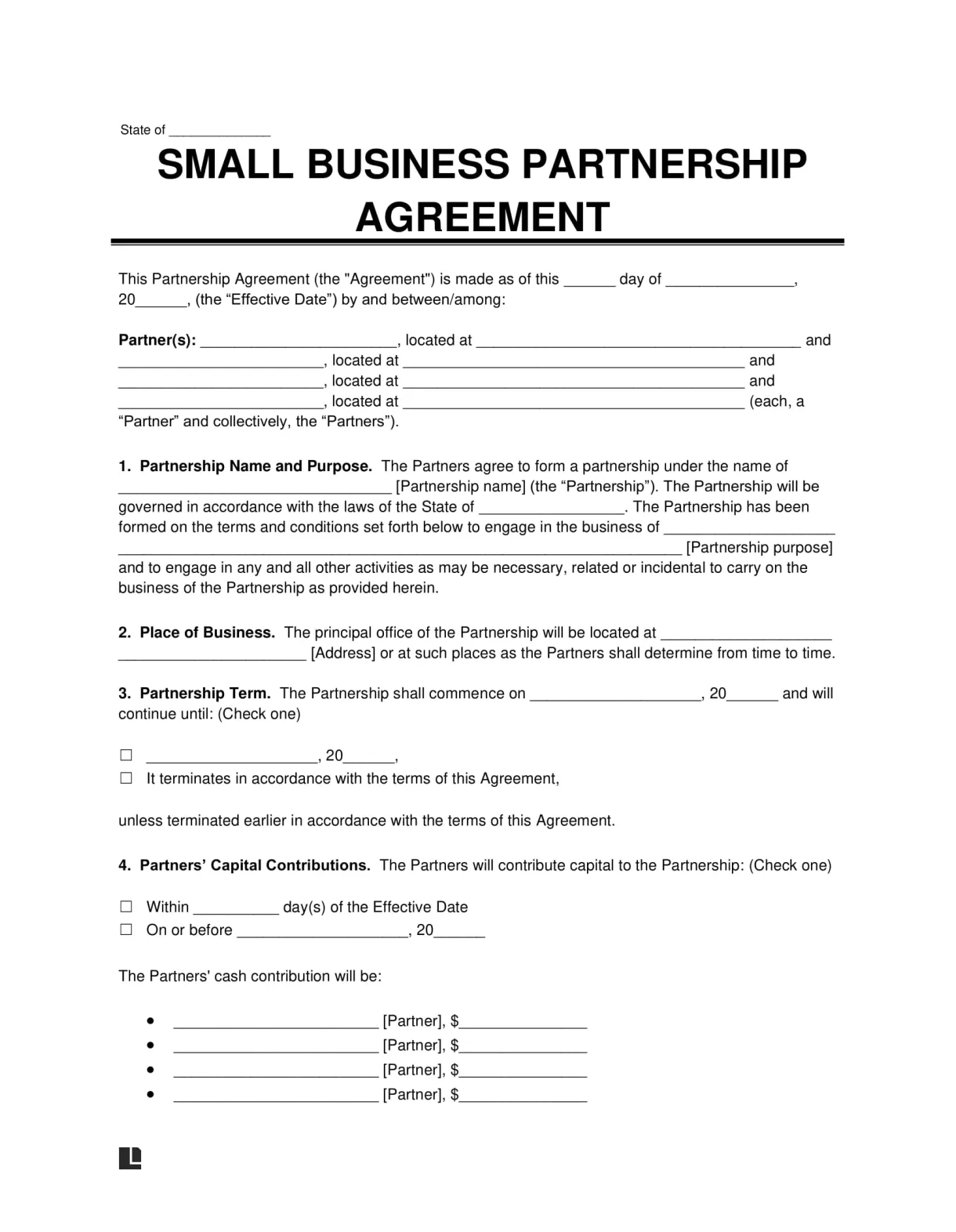 Free Partnership Agreement Template | PDF & Word