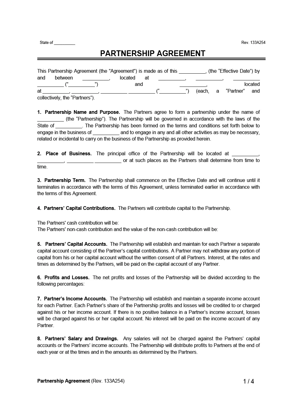 Free Partnership Agreement Template | PDF & Word