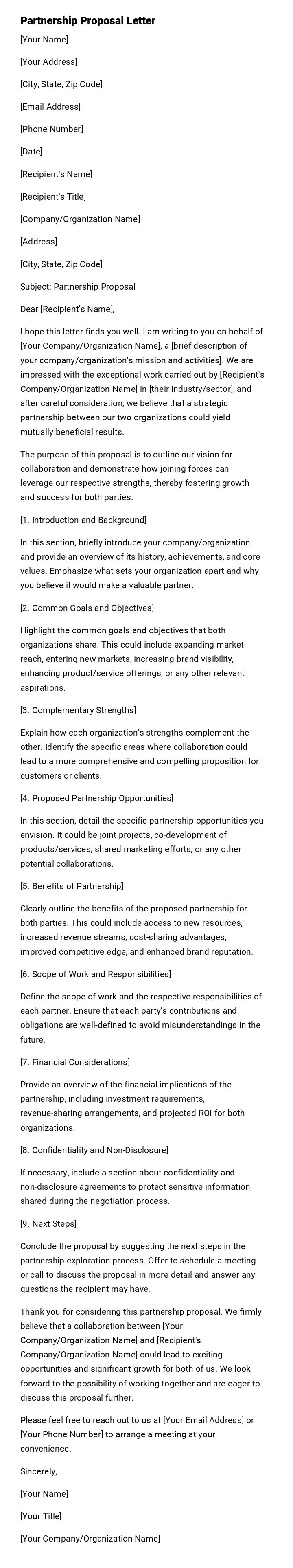 Partnership proposal letter