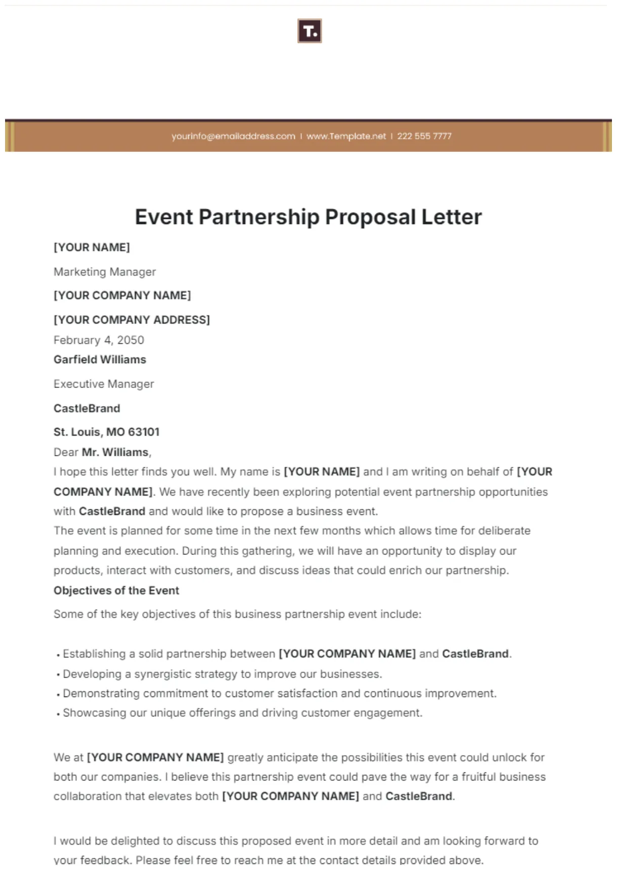 Free Event Partnership Proposal Letter Template to Edit Online