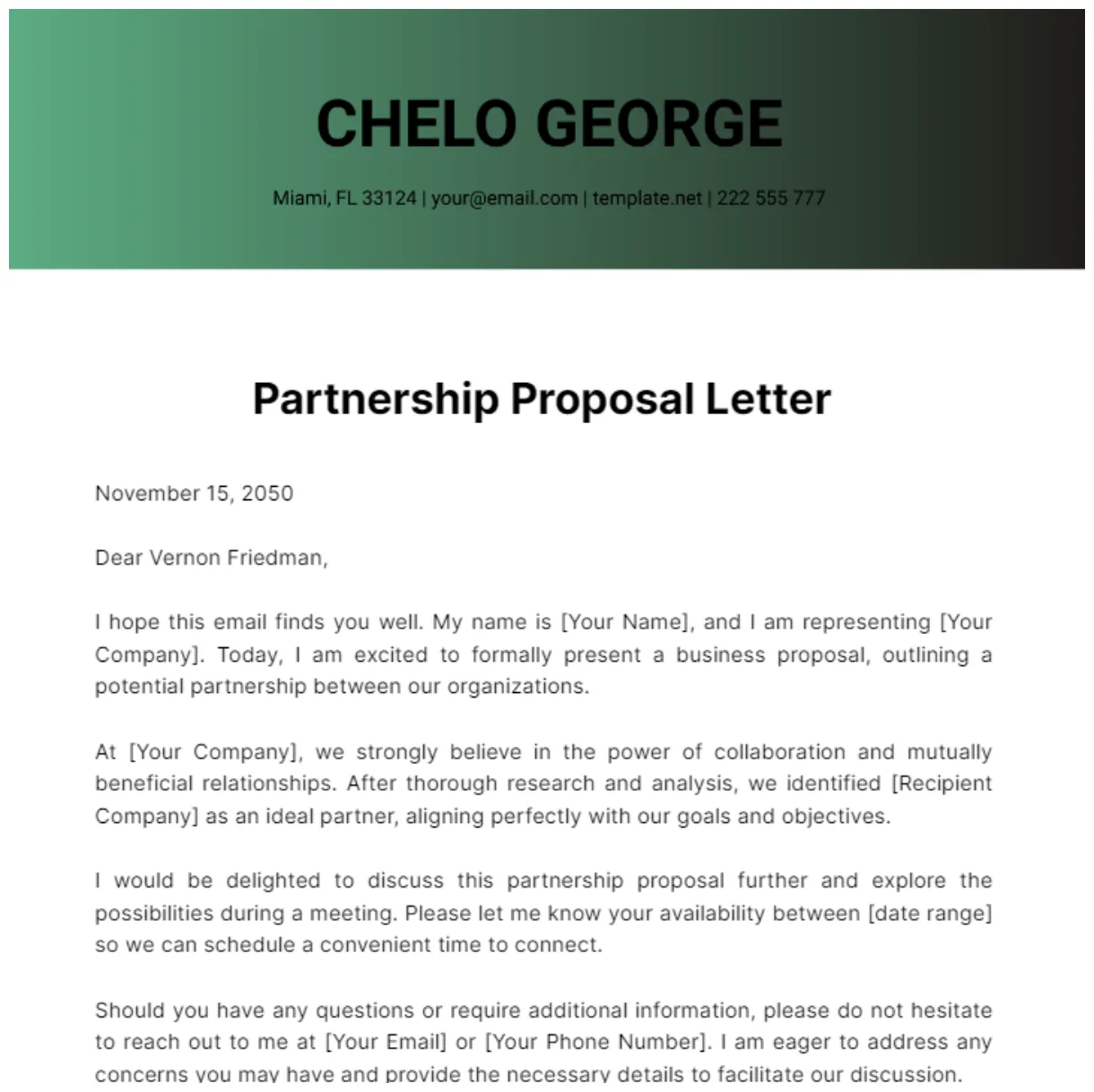 Free Partnership Proposal Letter - Edit Online & Download | Template.net