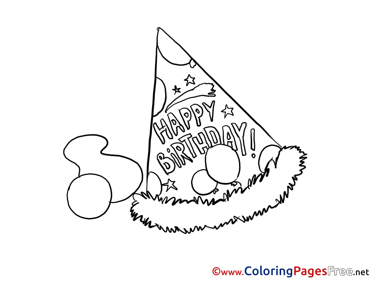 Birt ay party hat coloring pages coloring pages