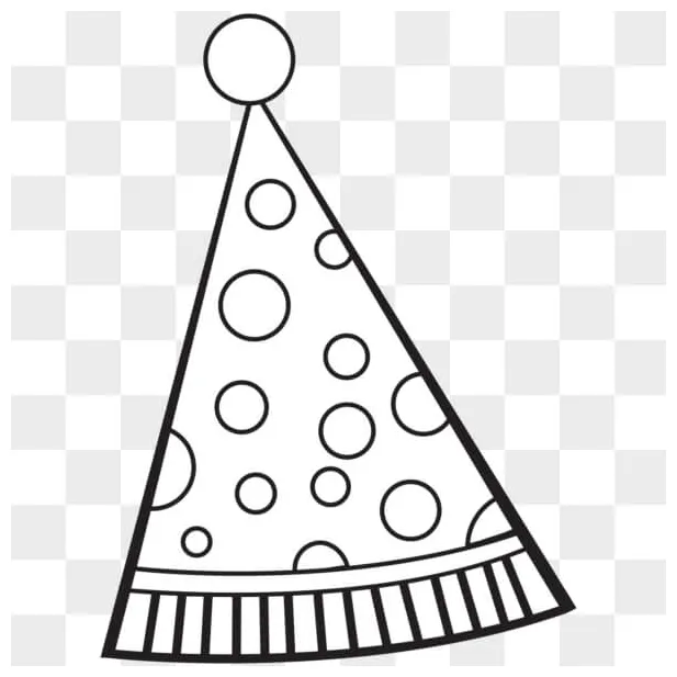 Download party hat coloring page with balloons and confetti pngs online