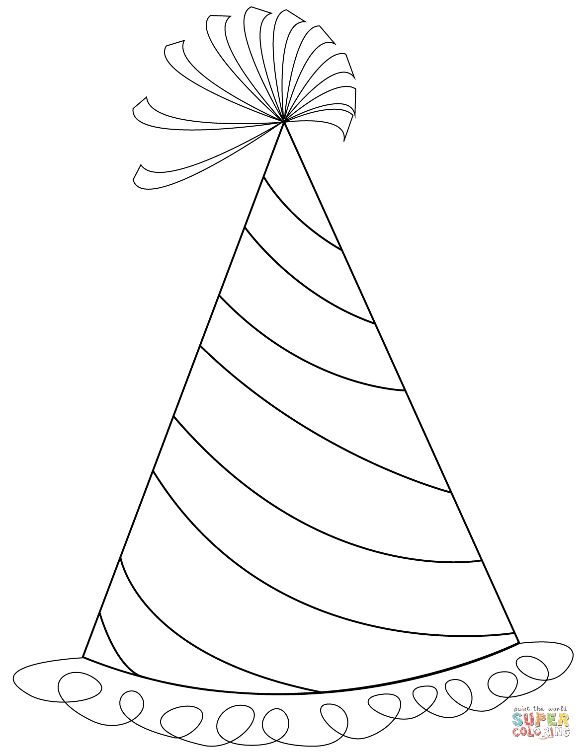 Happy birt ay party hat coloring page free printable coloring pages