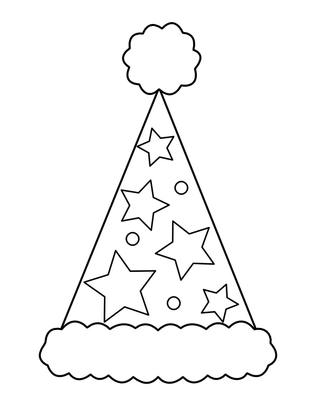 Printable star party hat coloring page