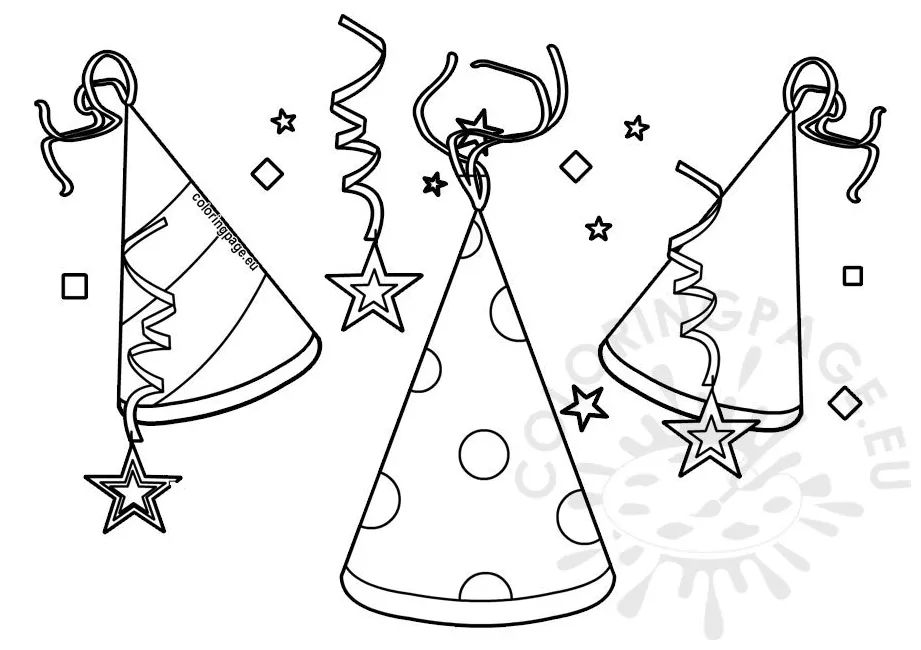 Party hats coloring page