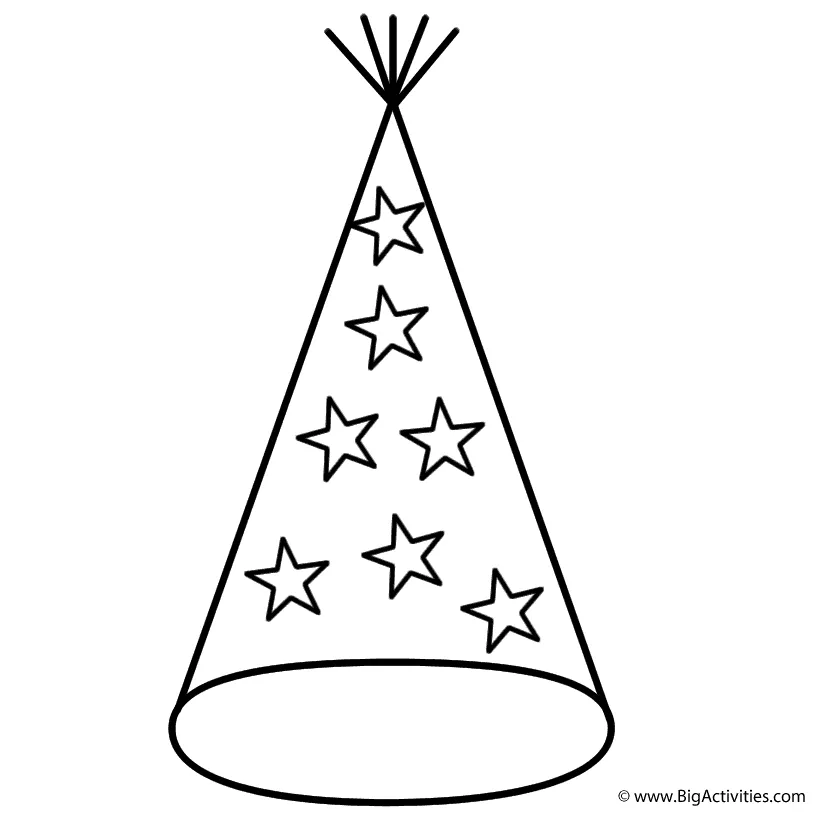 Party hat with stars coloring page leap day