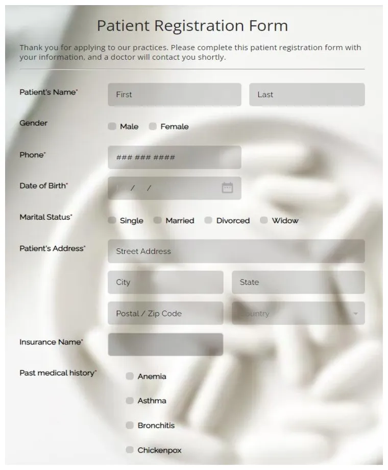 Patient Registration Form Template | 123FormBuilder