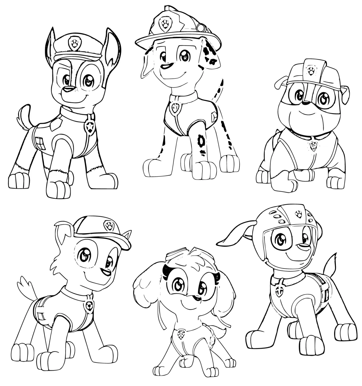 Pups of Paw Patrol outline Coloring Page (Paw Patrol) #538