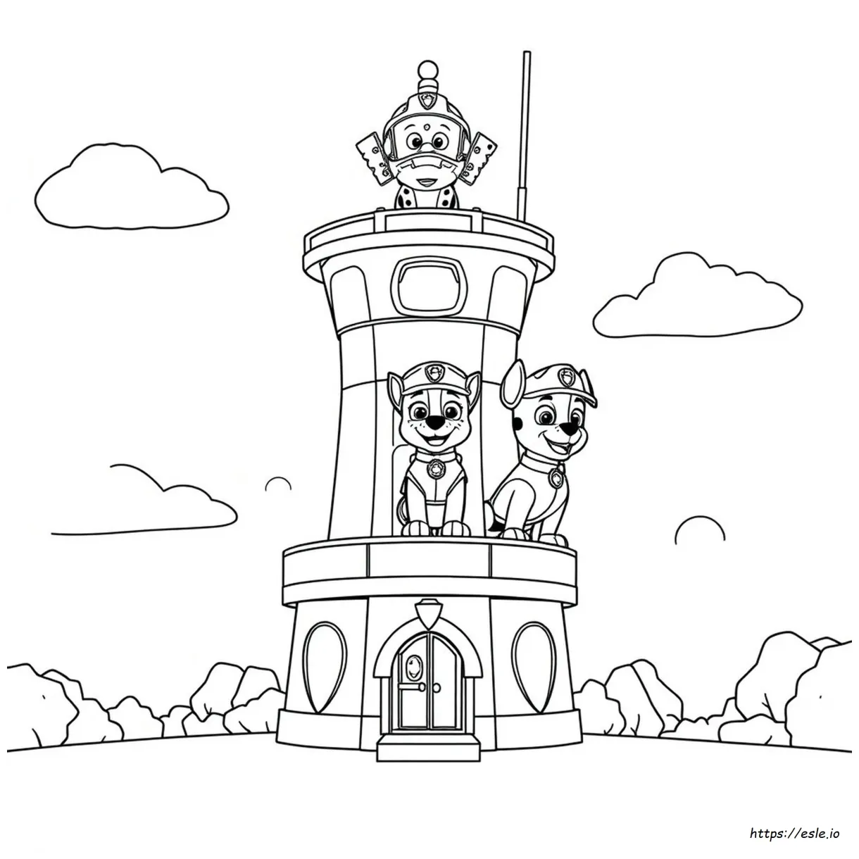Paw patrol tower coloring printable coloring page