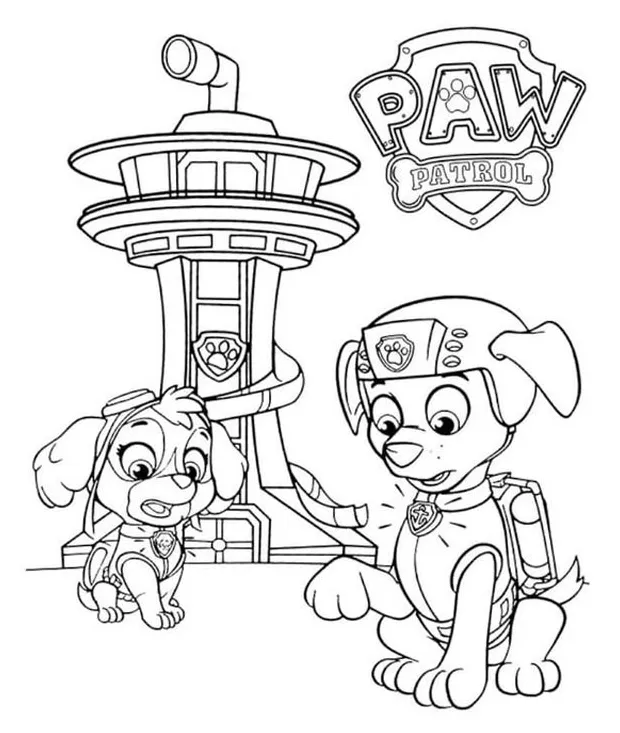 Paw patrol lookout tower coloring sheet coloring pages