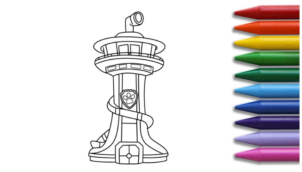 Coloring paw patrol lookout premium vector handdrawn doodle coloring