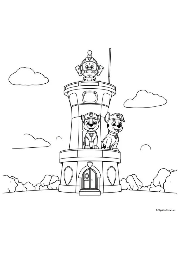 Paw patrol tower coloring