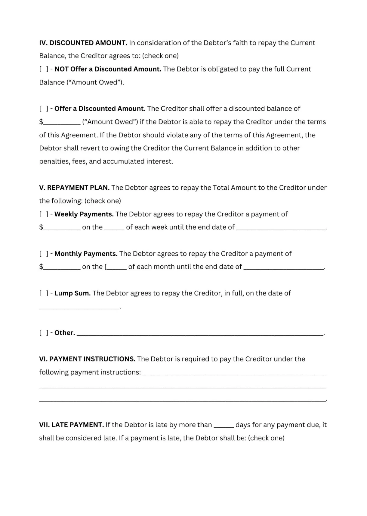 Payment plan contract etsy