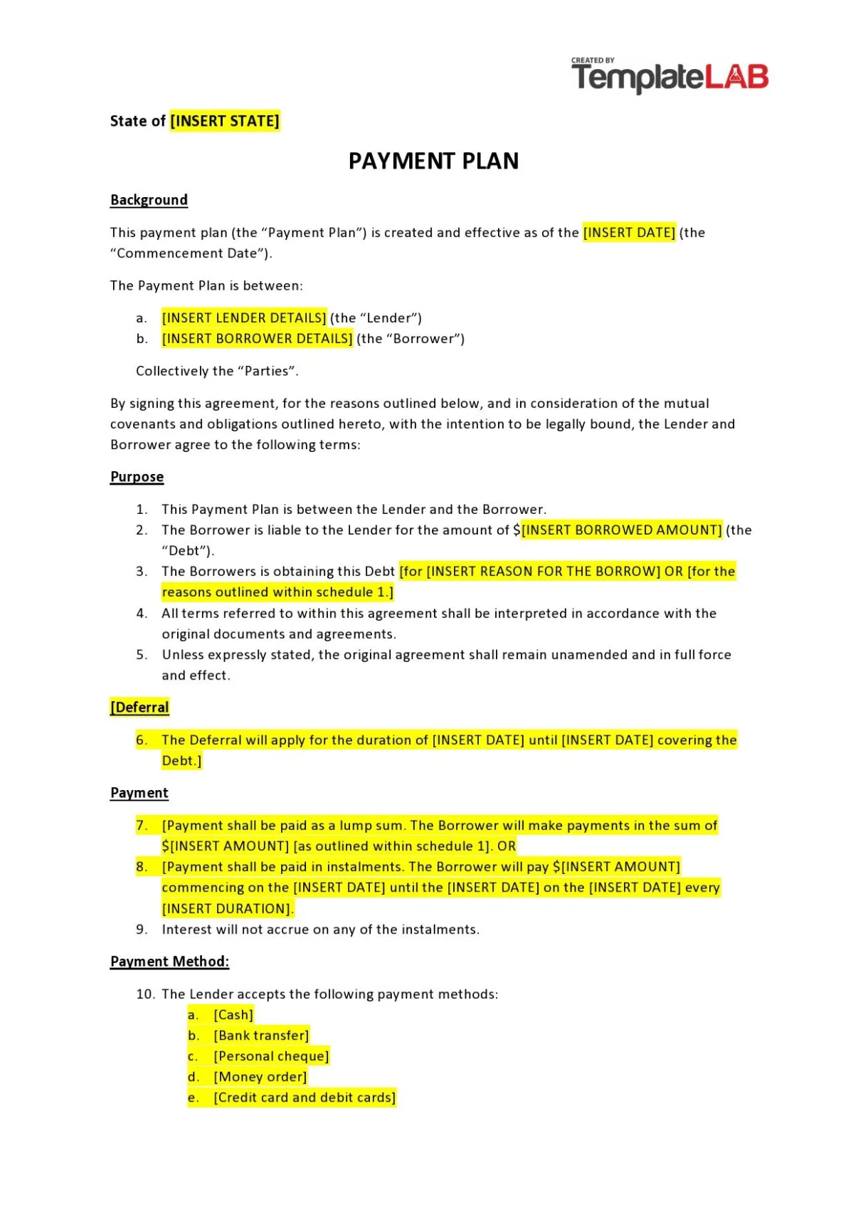 Installment payment agreement letter template infoupdate