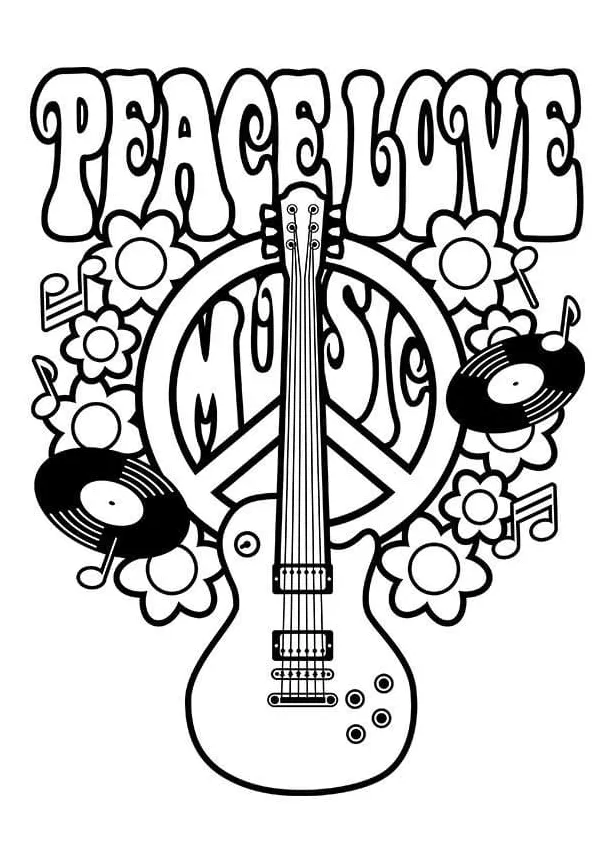 Printable peace love coloring page download, print or color online