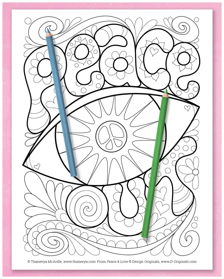 Peace and love coloring book by thaneeya mcardle — thaneeya