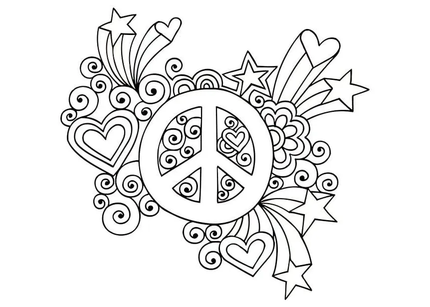 Love peace coloring page free printable coloring pages for kids