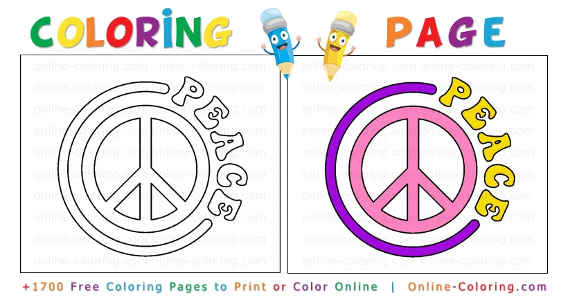 🎨peace sign free online coloring page