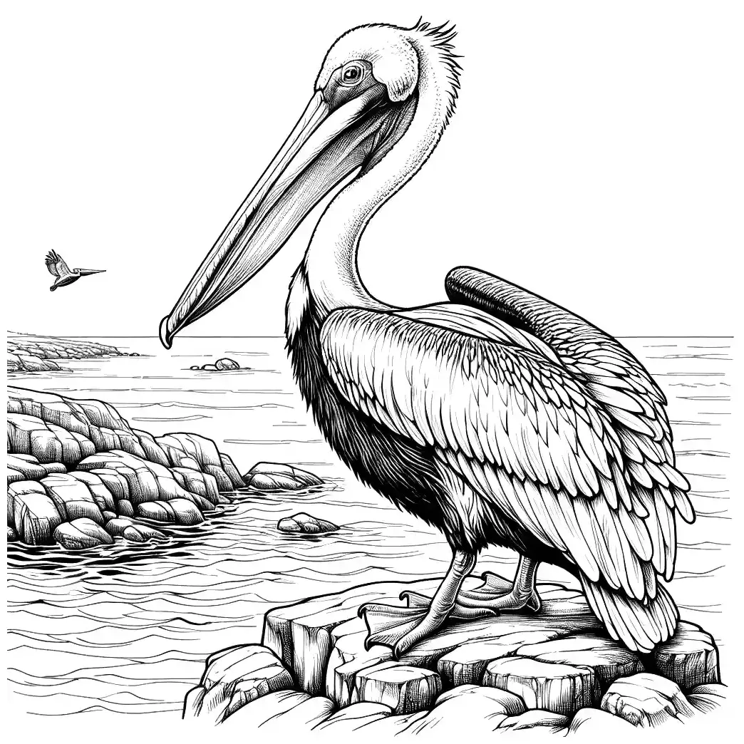 Pelican by the sea coloring page lulu pages