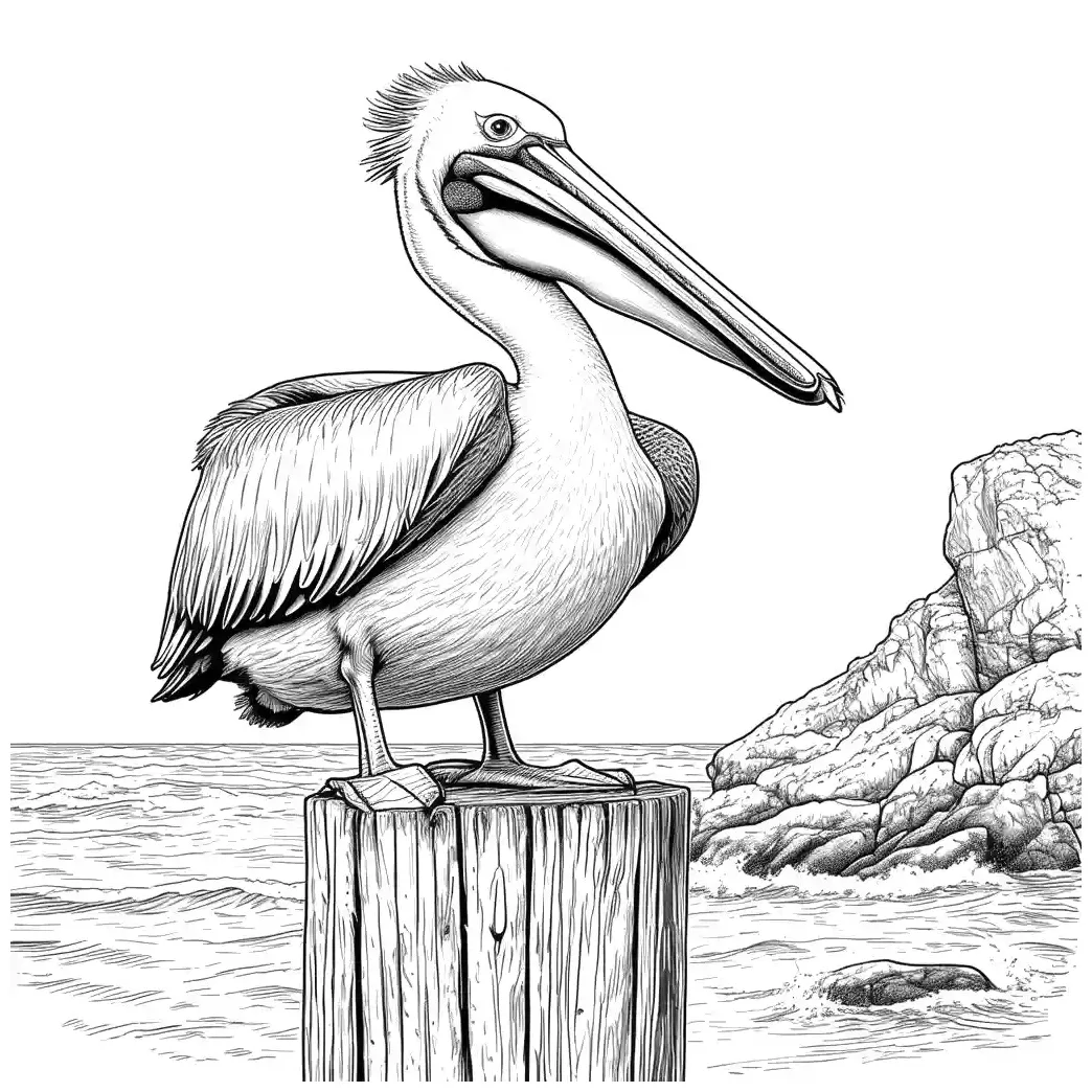 Happy pelican by the ocean coloring page lulu pages