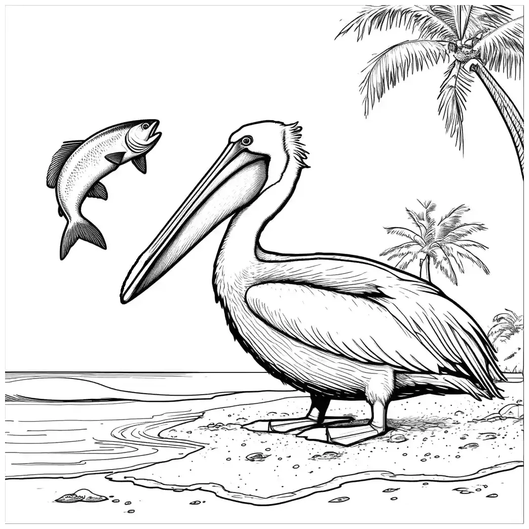 Pelican on rocky shore coloring page lulu pages