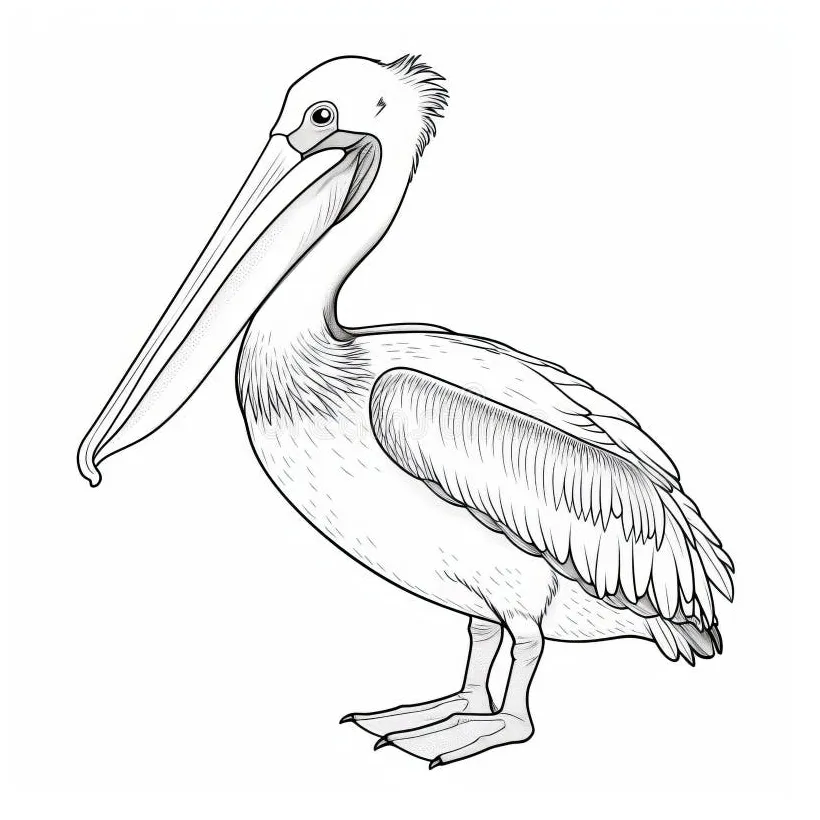 Coloring page pelican outline for children s coloring book stock
